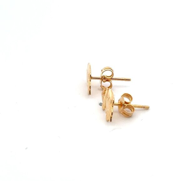 18K Gold Earrings Stud Car 1.47 grams - Picture 3 of 9